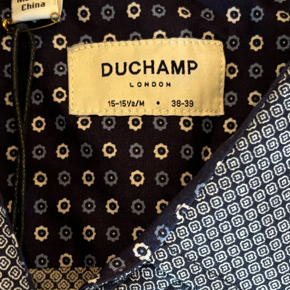Duchamp London Short Sleeved Oxford in Abstract Blue Print - Picture 5 of 6